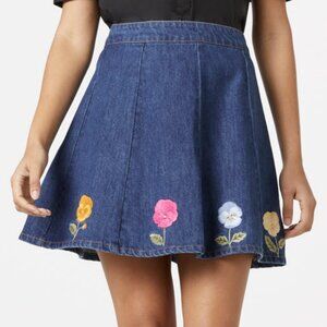 Brand New Denim Jean Flower Skirt by Princess Highway NWT